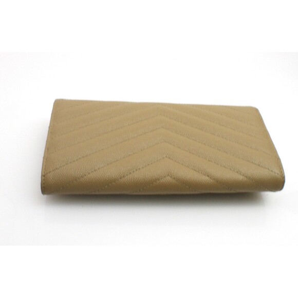 Saint Laurent Monogram Flap Wallet Beige Matelasse Chevron Beige Leather YSL - Picture 4 of 10